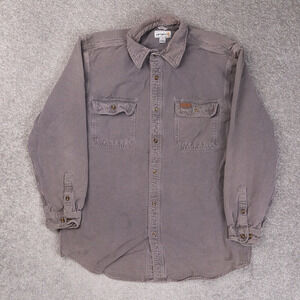 Carhartt Original Fit Cotton Large Gray Long Sleeve Full Zip Collared Shirt